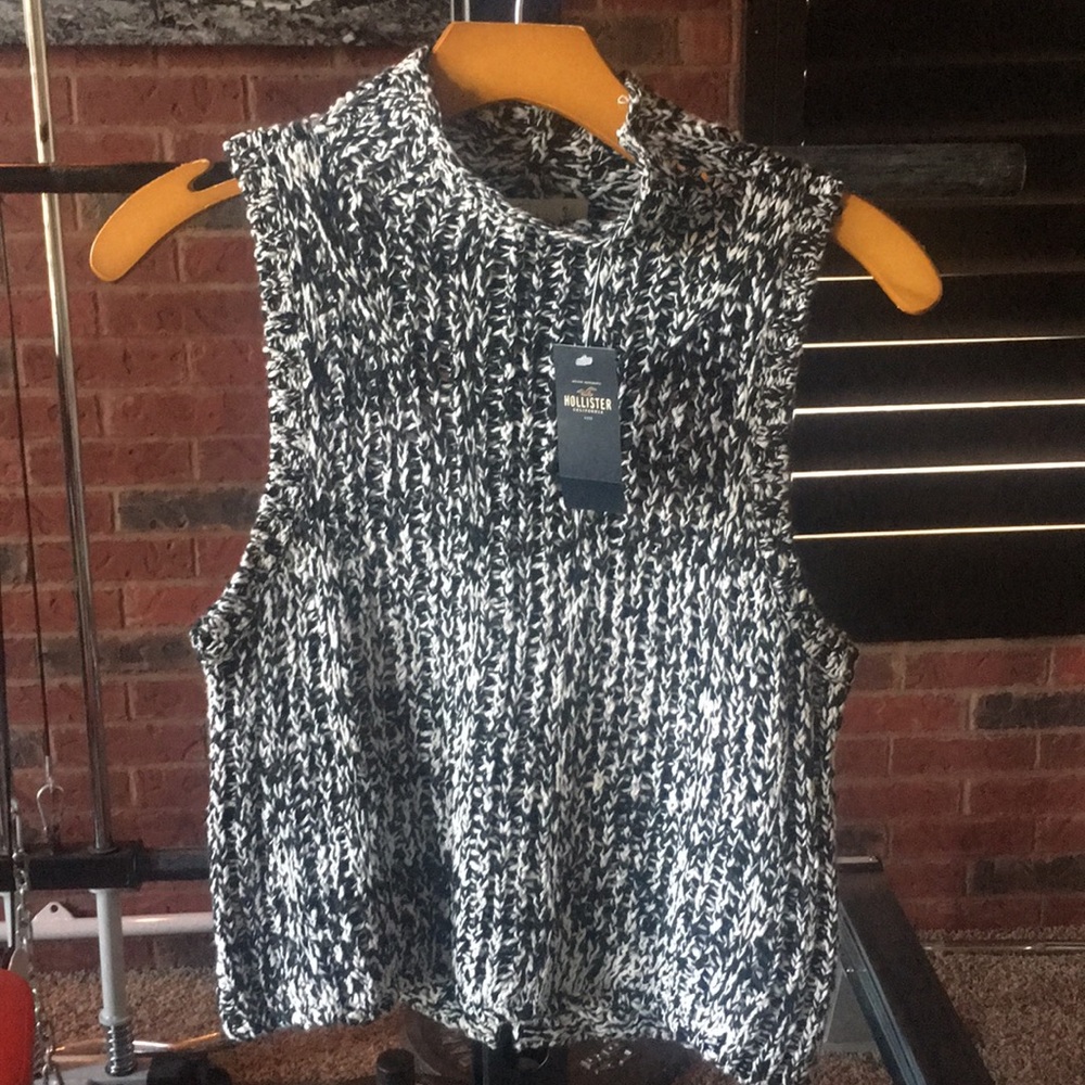 High neck knit tank top